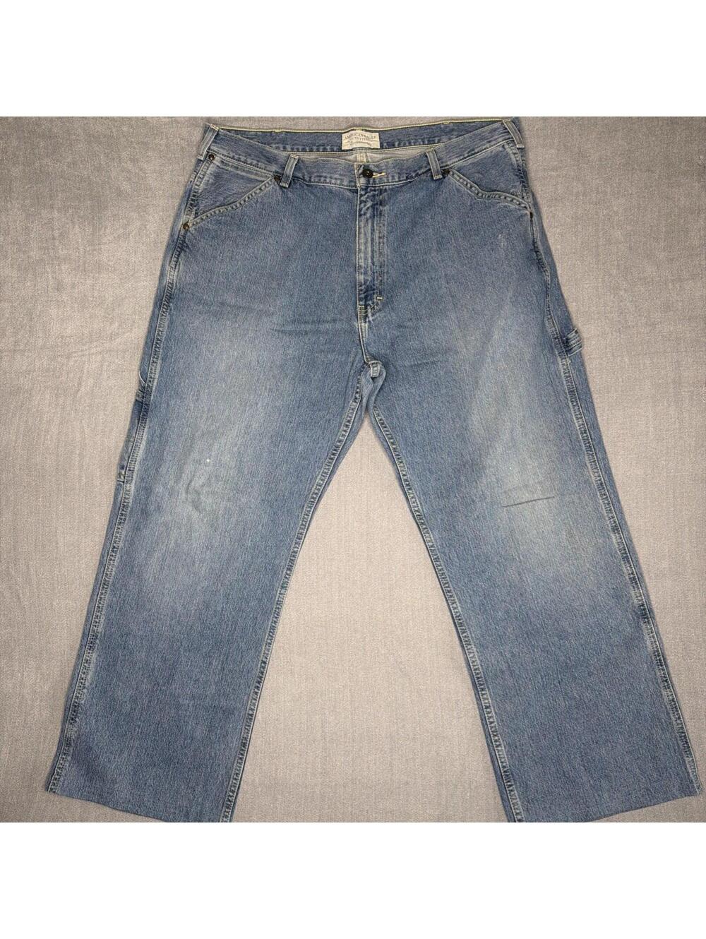 Vintage American Eagle Jeans Men 36x32 Baggy Carpenter Worker Denim Cargo Y2K